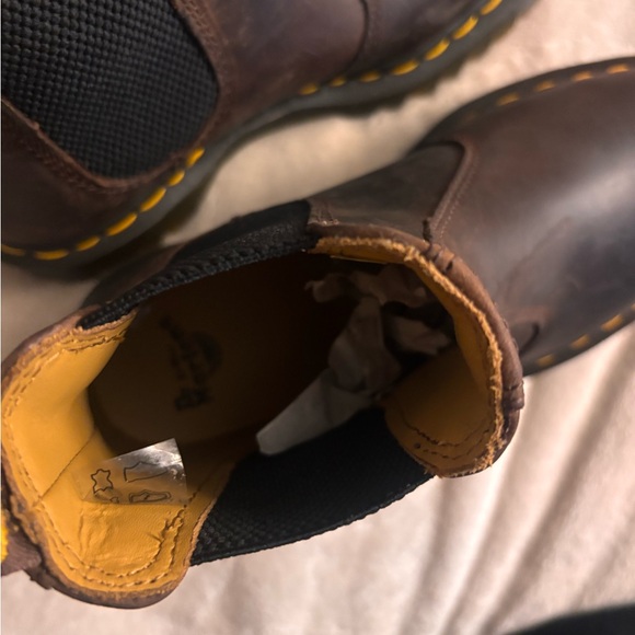 Dr. Martens Crazy Horse Leather Boots with Yellow Stitching - Picture 6 of 8